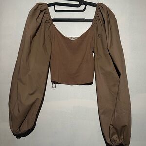 Abercrombie & Fitch Brown Puff Sleeve Blouse